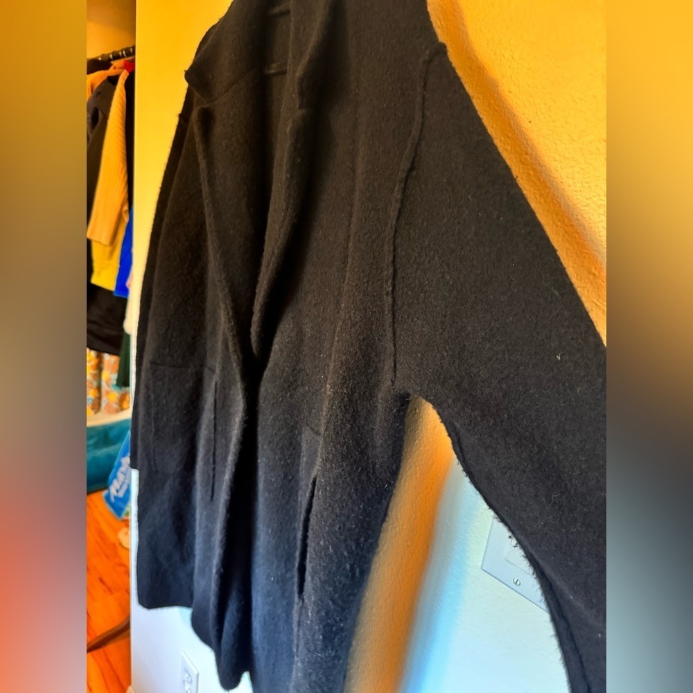 VINCE Cardigan Coat Brushed Wool Alpaca Blend Oversized Sweater Size XL Black - Picture 12 of 13